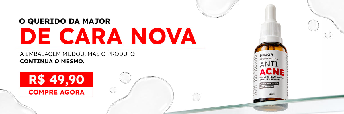 Banner Serum Antiacne MAJOR de cara nova - R$ 49,90