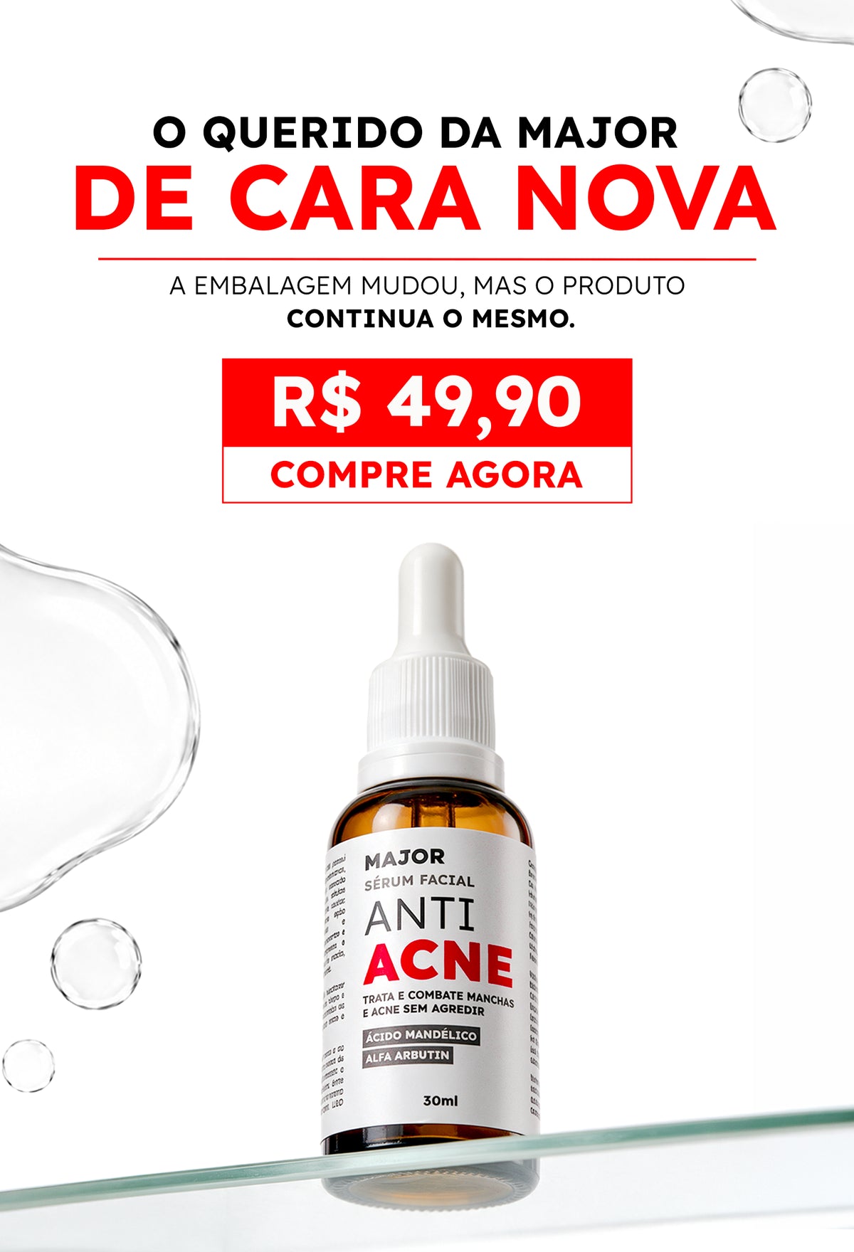 Banner Serum Antiacne MAJOR de cara nova - R$ 49,90