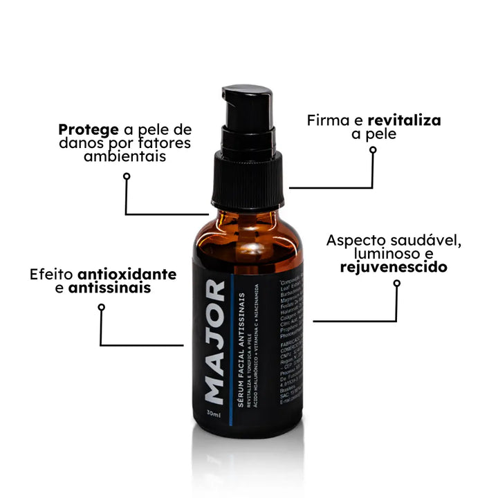 Resultados do sérum antissinais Major Skincare – firmeza, revitalização e efeito antioxidante contra rugas e flacidez