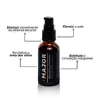 Sérum facial anti-olheiras Major Skincare frasco 30ml acompanhado de caixa preta com detalhes do produto